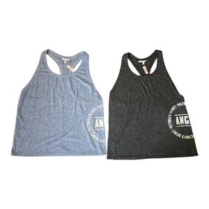 2 NWT Victoria's Secret Angel Racerback MuscleTank Tops Blue Black Size Large